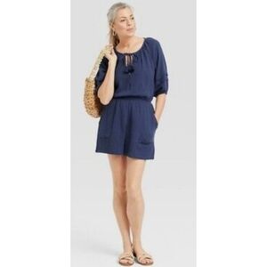 Knox Rose Short sleeve Gauze Romper Navy Size M